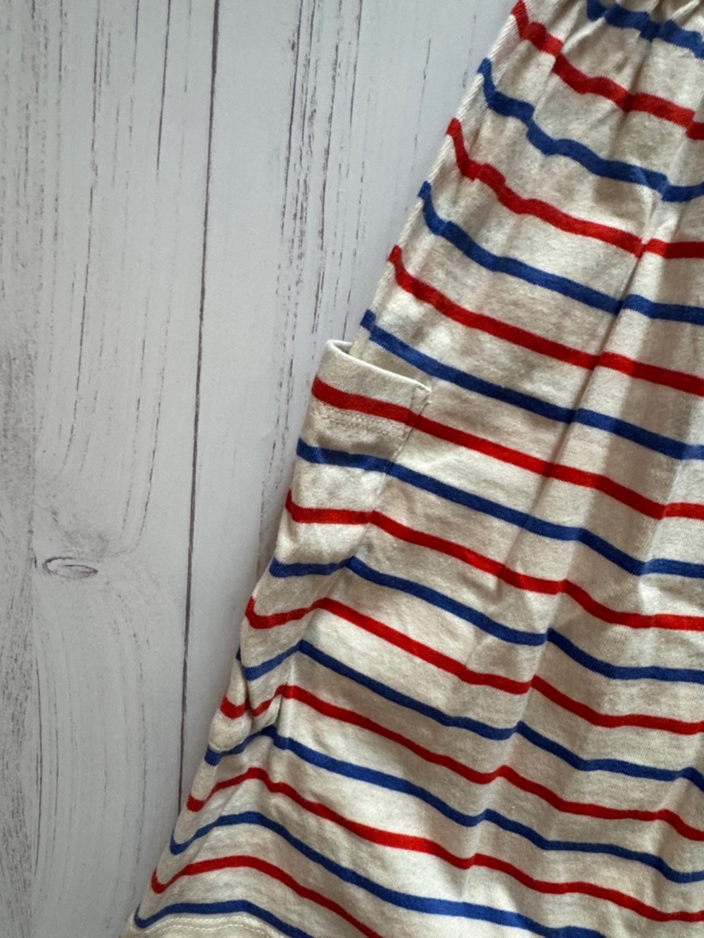 Striped Cream Tank Dress with Red & Blue Lines - Kids - Picture 3 of 4